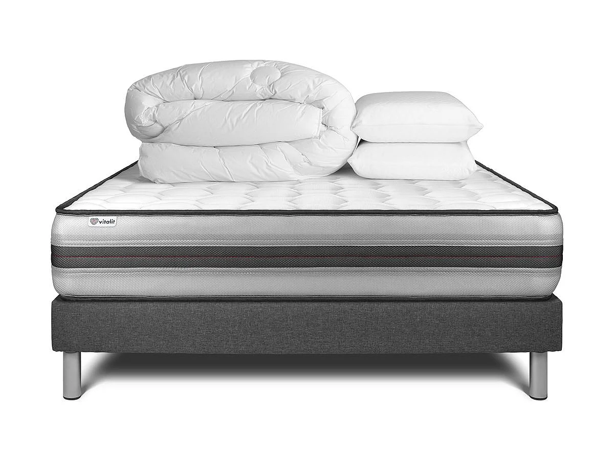 Pack prêt à dormir VITALPOWER RECOVER 140 x 190 cm sommier Kit gris