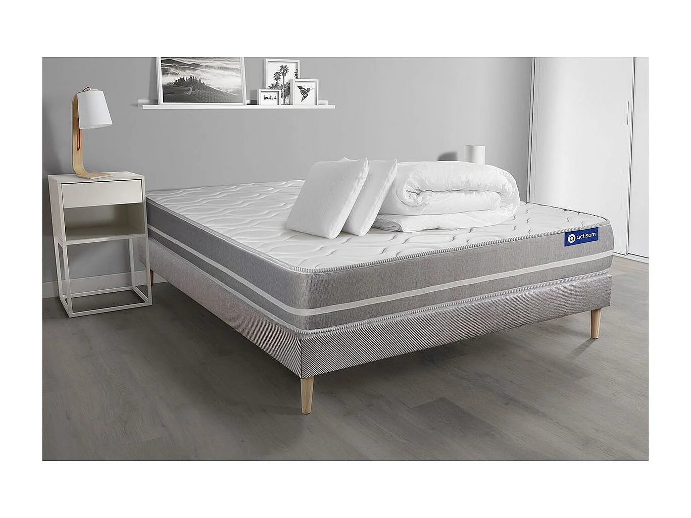 Compleet bedpakket - Matras 160x200 cm + Lattenbodem (kit) + 2 kussens + Dekbed - Actimemo Touch