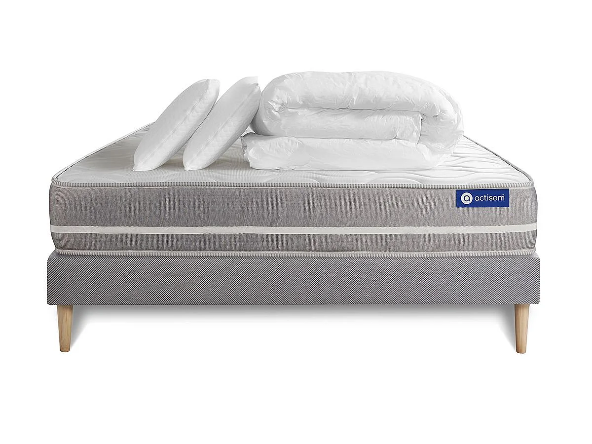 Compleet bedpakket - Matras 160x200 cm + Lattenbodem (kit) + 2 kussens + Dekbed - Actimemo Touch