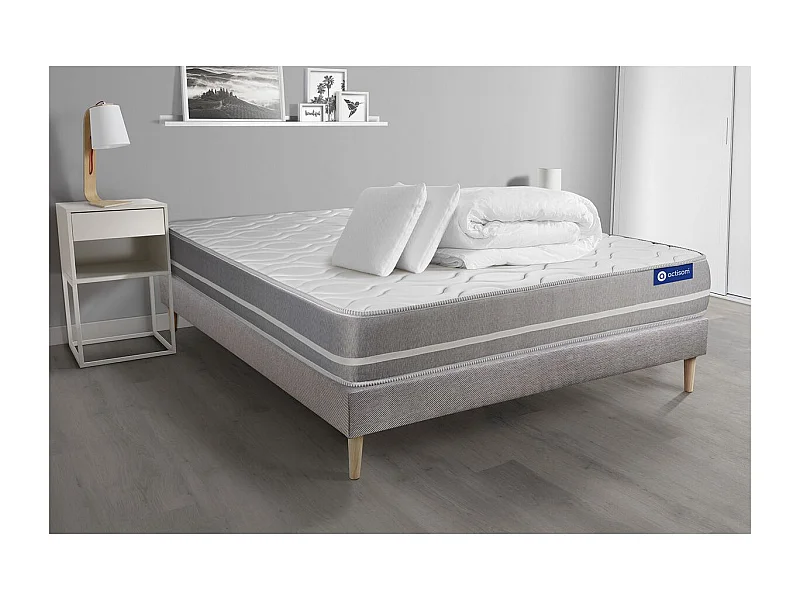 Compleet bedpakket - Matras 160x200 cm + Lattenbodem (kit) + 2 kussens + Dekbed - Actimemo Touch