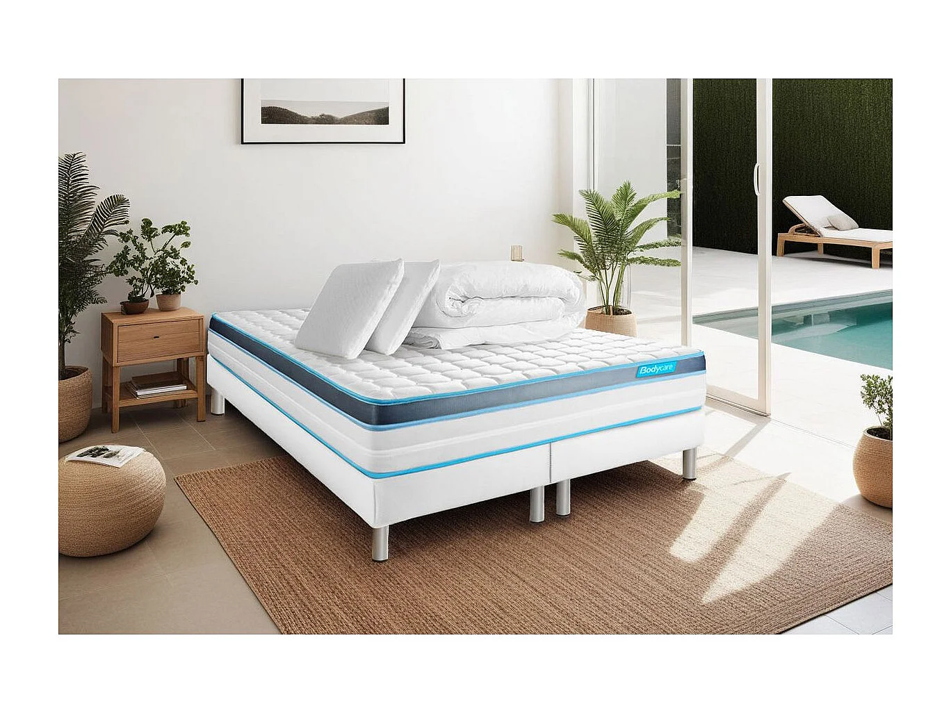 Pack PERFORM 160x200 Mousse à mémoire de forme ProfiZone 5 zones Ultra épaisseur + Couette + 2 oreillers