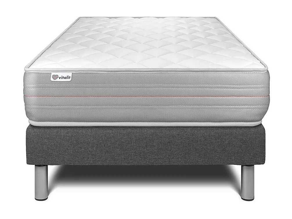 Ensemble VITALMEMO 90x190cm sommier kit gris