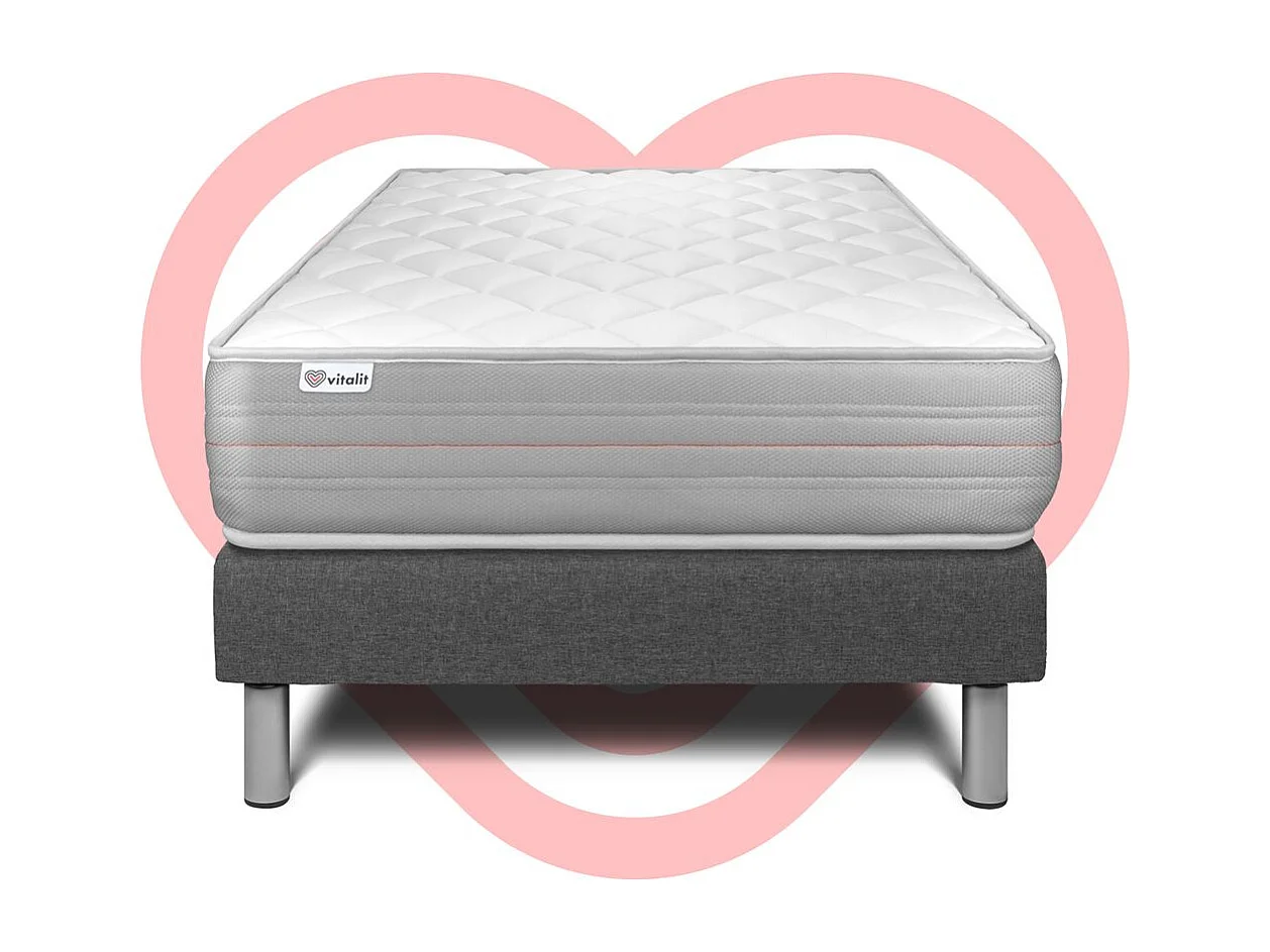 Ensemble VITALMEMO 90x190cm sommier kit gris