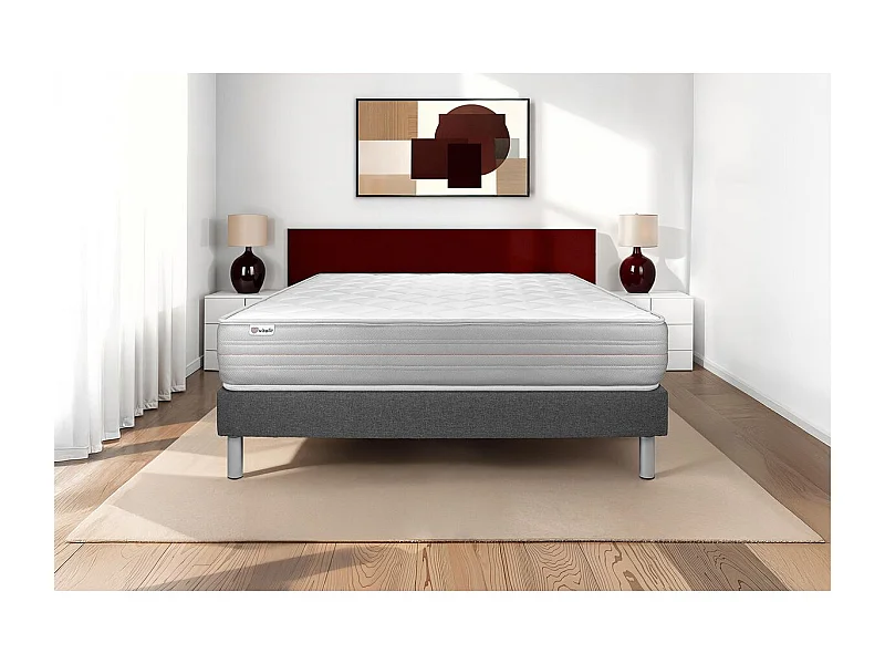 Ensemble VITALMEMO 90x190cm sommier kit gri