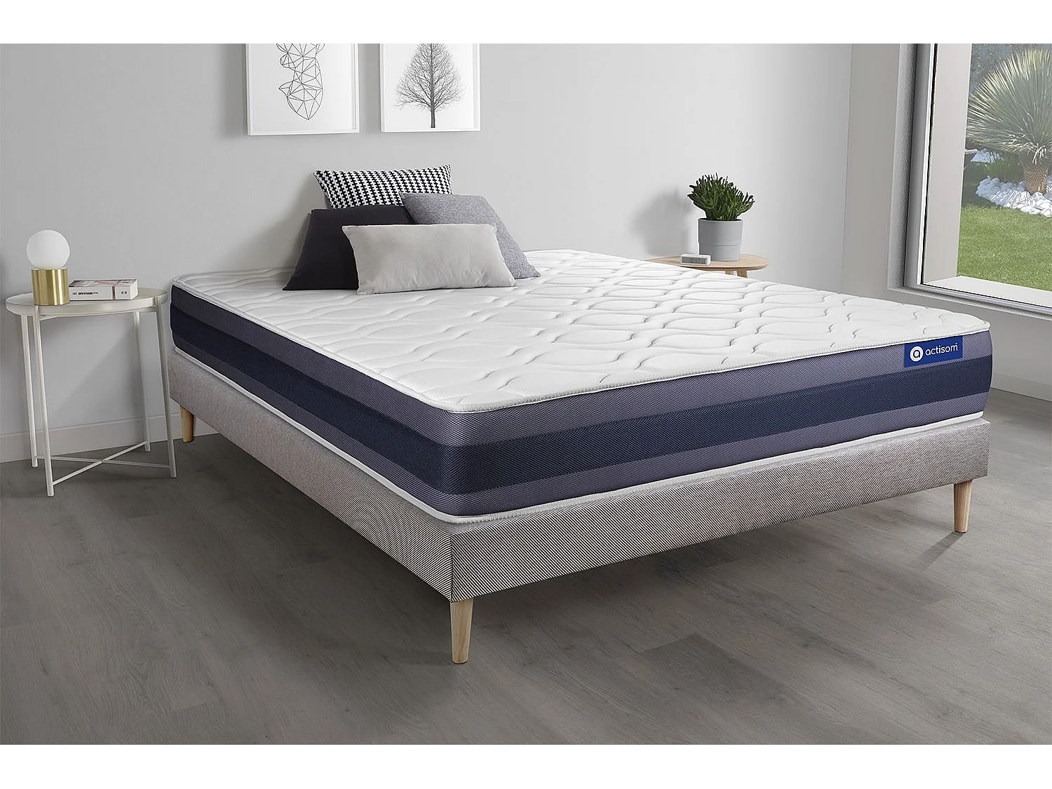 Lattenbodem en Actilatex morpho matras 90x200cm , matrasdikte : 24 cm , latex en traagschuim , gebalanceerd, 5 comfortzones