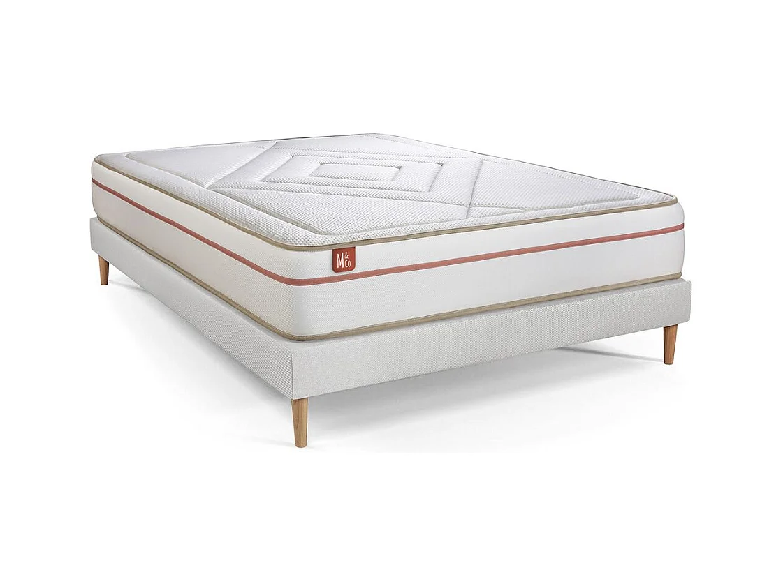 Pack prêt à dormir matelas LE PAISIBLE 140x190cm Mémoire de forme BioVisco + sommier kit Blanc + 2 oreillers + couette