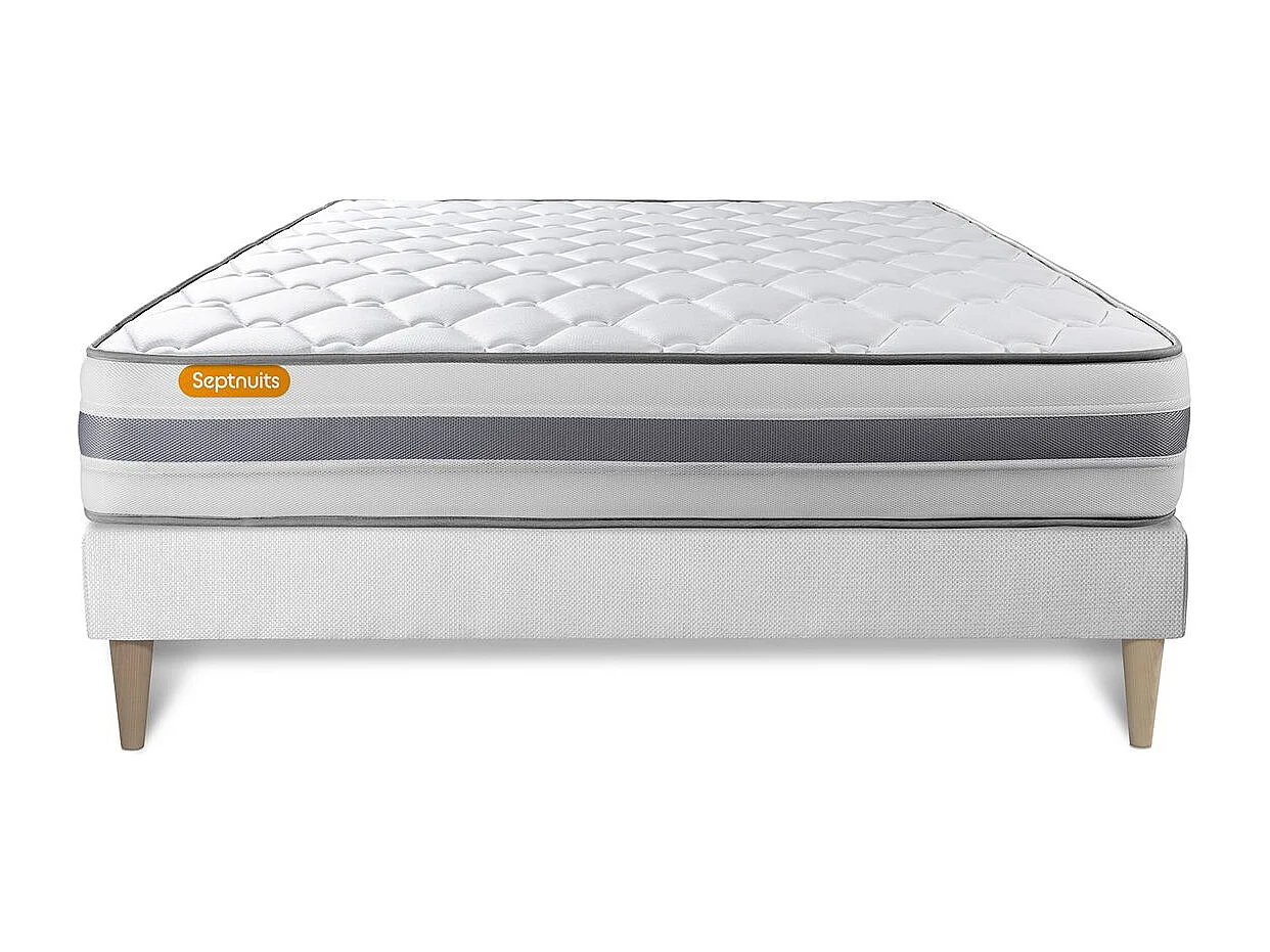 Matelas + sommier kit blanc 180x200 Memo Spring Ressorts ensachés MAXI épaisseur