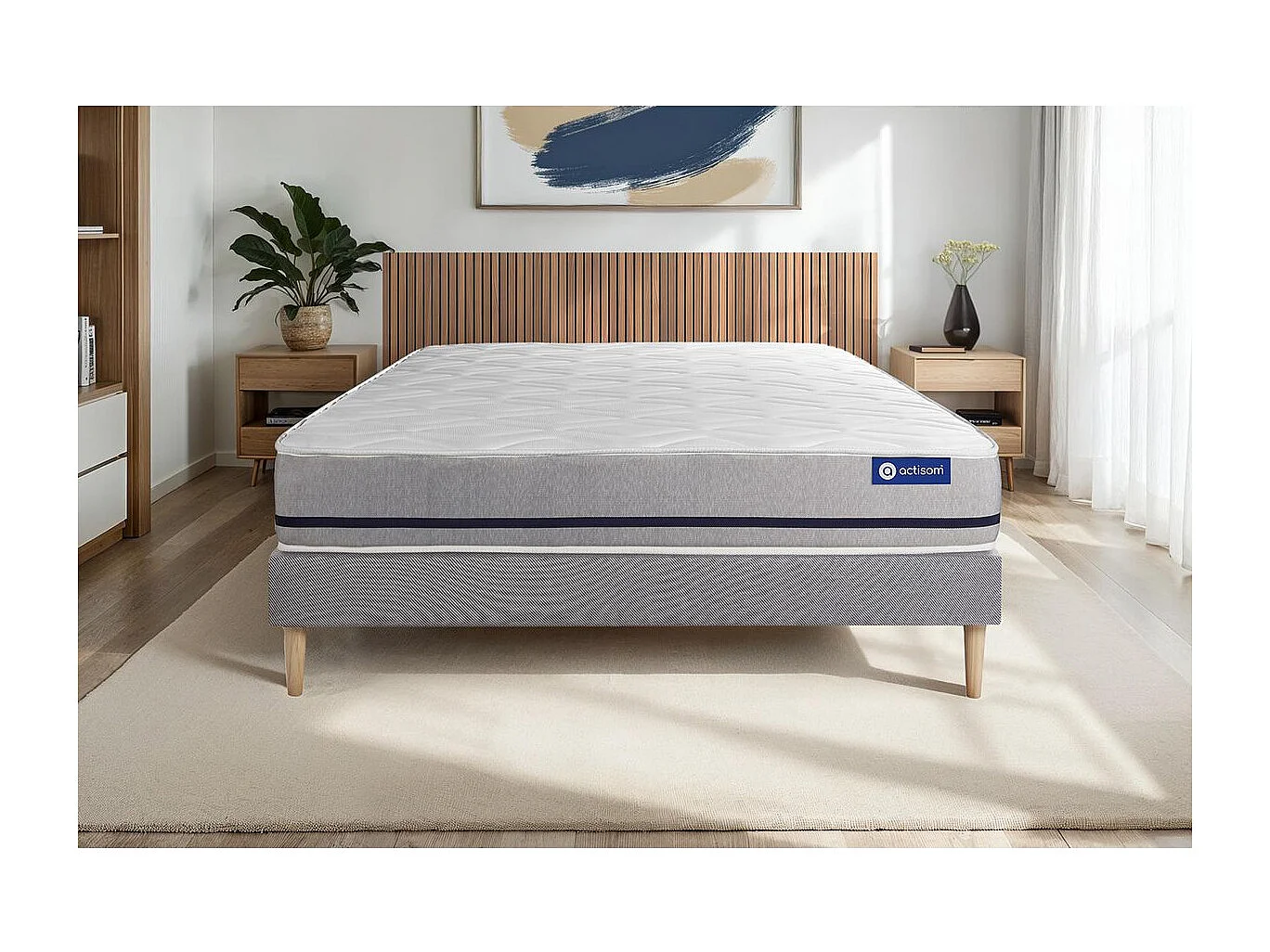 Lattenbodem en Actiflex soft matras 90x190cm , matrasdikte : 20 cm , pocketveren , vrij stevig, 3 comfortzones