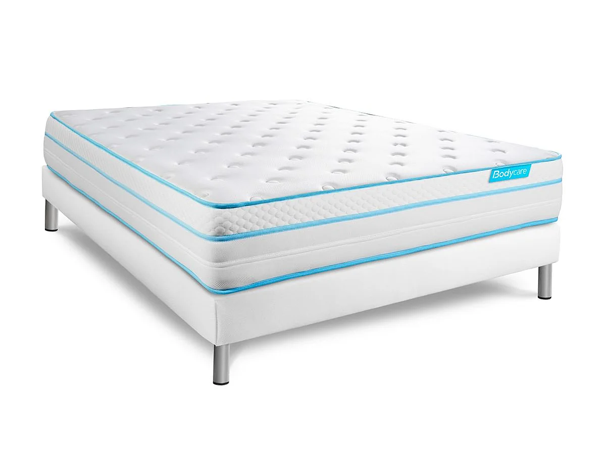 Pack BODYZONE+ 140x200 Ressorts ensachés, visco 5 zones Ultra épaisseur + Couette + 2 oreillers