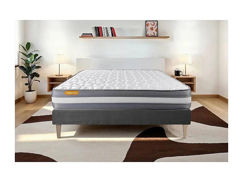 Matelas + sommier kit gris 90x200 Memo Plus Mémoire de forme