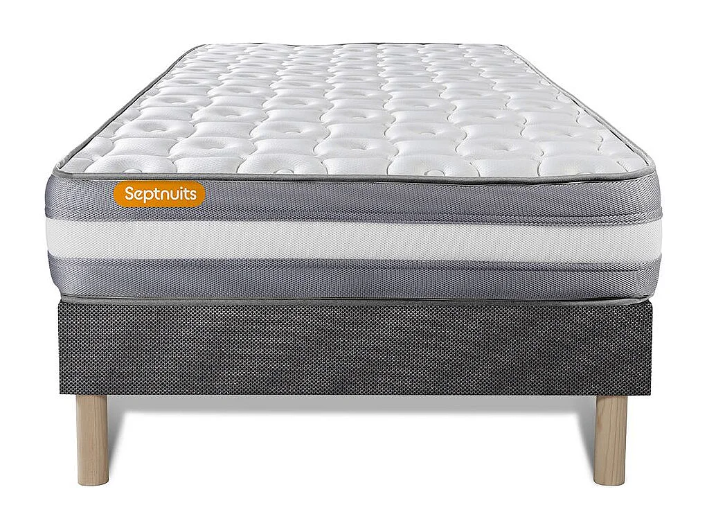 Matelas + sommier gris 90x190 Memo Plus Mémoire de forme 3 zones