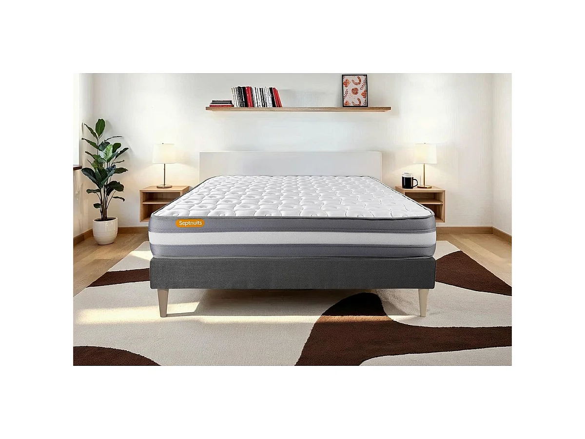 Matelas + sommier gris 90x190 Memo Plus Mémoire de forme 3 zones