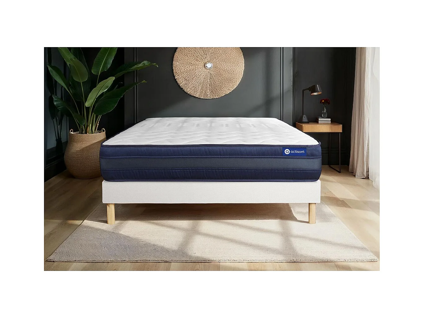 Ensemble matelas ACTIMEMO TECH 180x200 Mémoire de forme Maxi épaisseur 5zones de confort + sommier KIT blanc