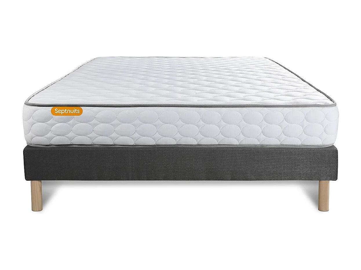 Ensemble matelas Mémoire de forme + sommier gris 140x190 Memo