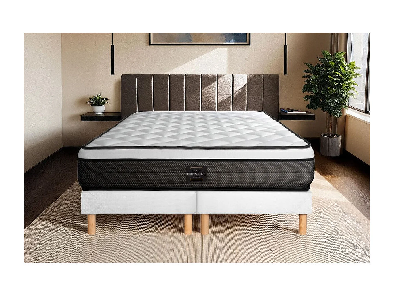 Ensemble Suite 200x200 Ressorts ensachés, mémoire de forme 5 zones