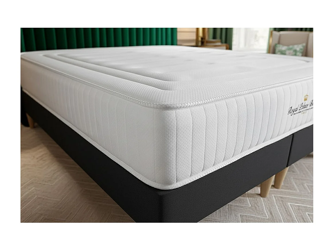Pack matelas LANCASTER 160x200 + sommier noir + Couette + 2 oreillers