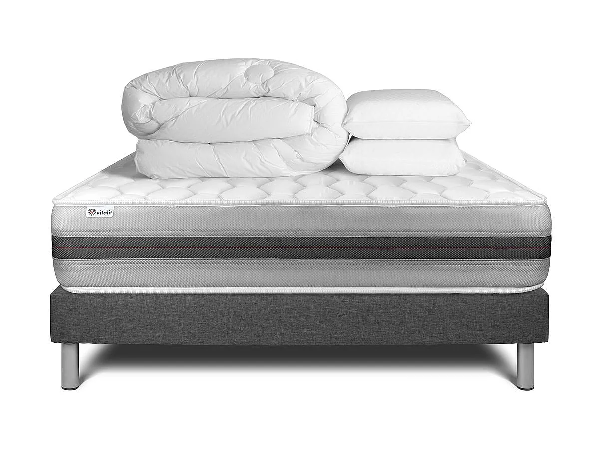 Pack prêt à dormir VITALSPRING RECOVER 180 x 200 cm sommier Kit gris