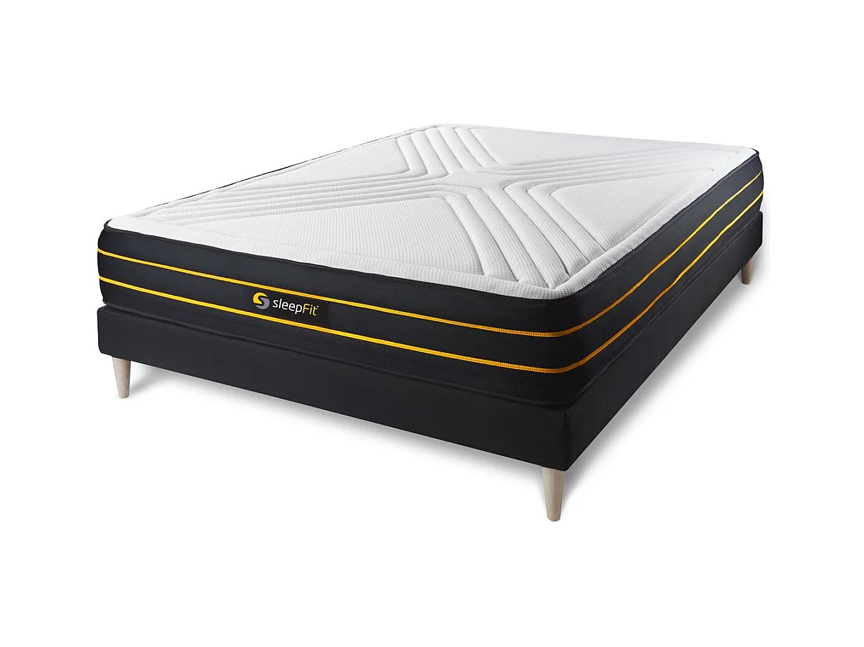 Ensemble 140x190 matelas ULTRA + sommier kit noir