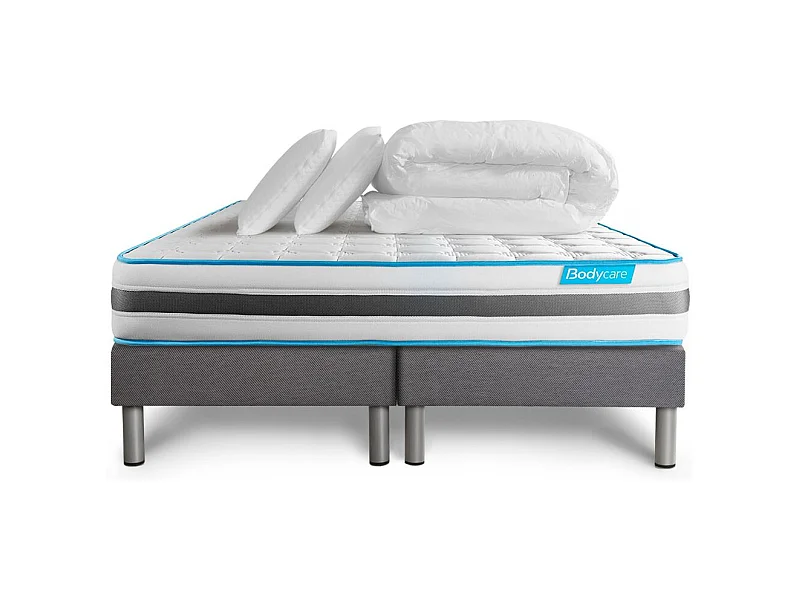 Pack BODYZONE 160x200 Ressorts ensachés 3 zones Ultra épaisseur + Couette + 2 oreillers