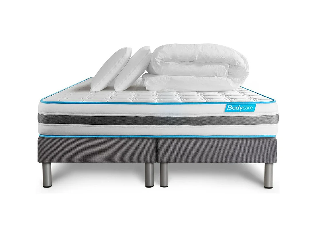 Pack BODYZONE 160x200 Ressorts ensachés 3 zones Ultra épaisseur + Couette + 2 oreillers