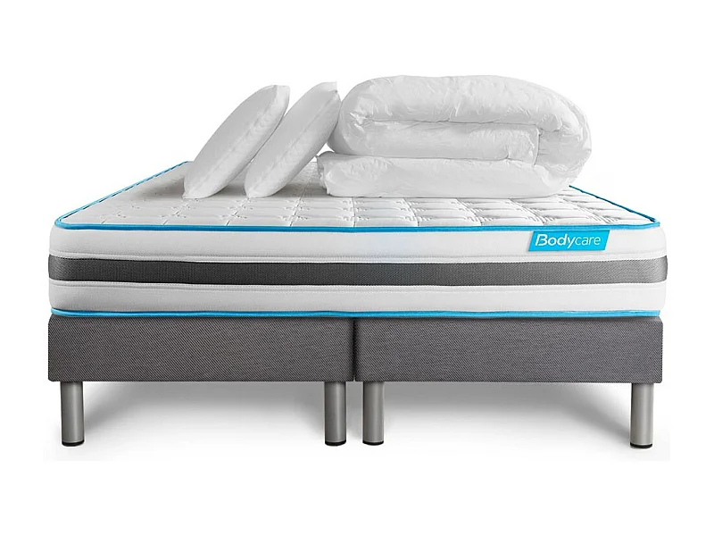 Pack BODYZONE 160x200 Ressorts ensachés 3 zones Ultra épaisseur + Couette + 2 oreillers