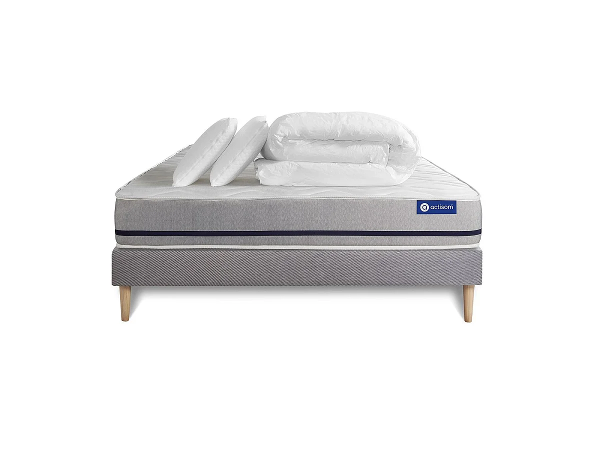 Compleet bedpakket - Matras 160x200 cm + Lattenbodem (set) + 2 kussens + Dekbed - Actimemo Soft