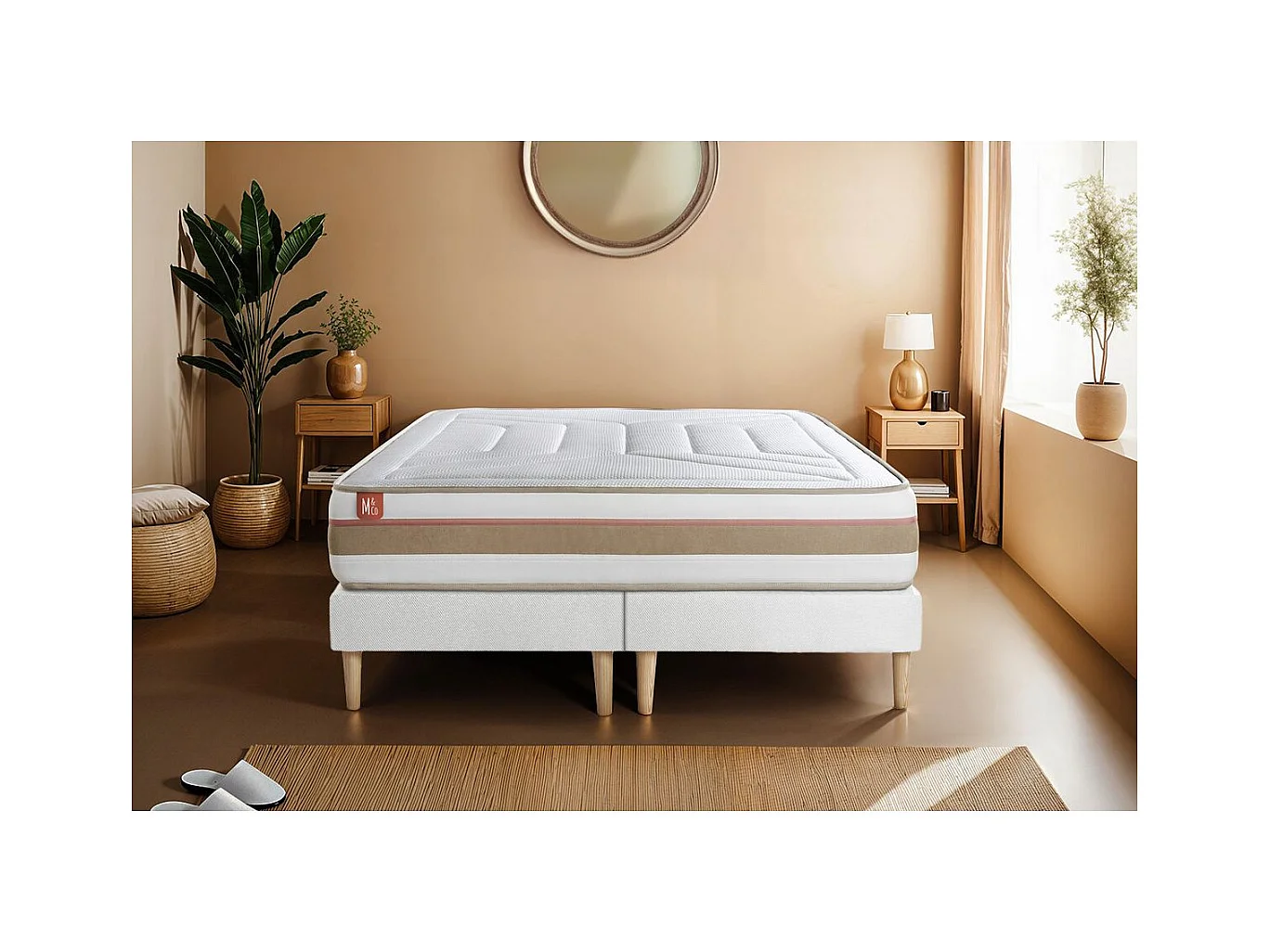 Ensemble LE TENDRE 160x200cm Ressorts ensachés + Mémoire de forme 7 zones de confort - Ep. 28cm + double sommiers Blanc