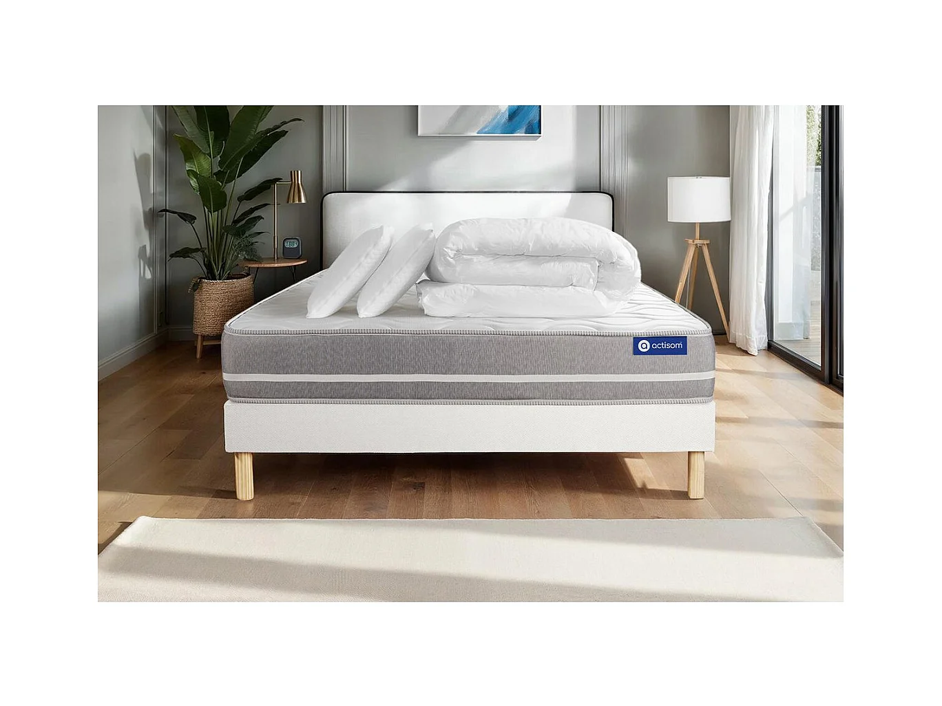 Compleet bedpakket - Matras 140x190 cm + Lattenbodem (kit) + 2 kussens + Dekbed - Actilatex Touch