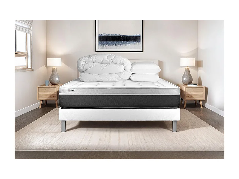 Compleet bedpakket - Matras 180x200 cm + Lattenbodem (set) + 2 kussens + Dekbed - Vital Soft