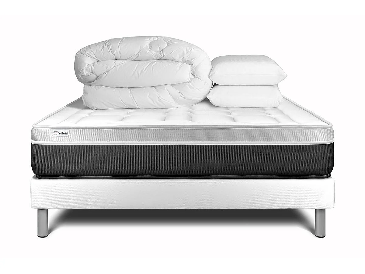 Pack prêt à dormir VITAL SOFT 180 x 200 cm sommier Kit blanc