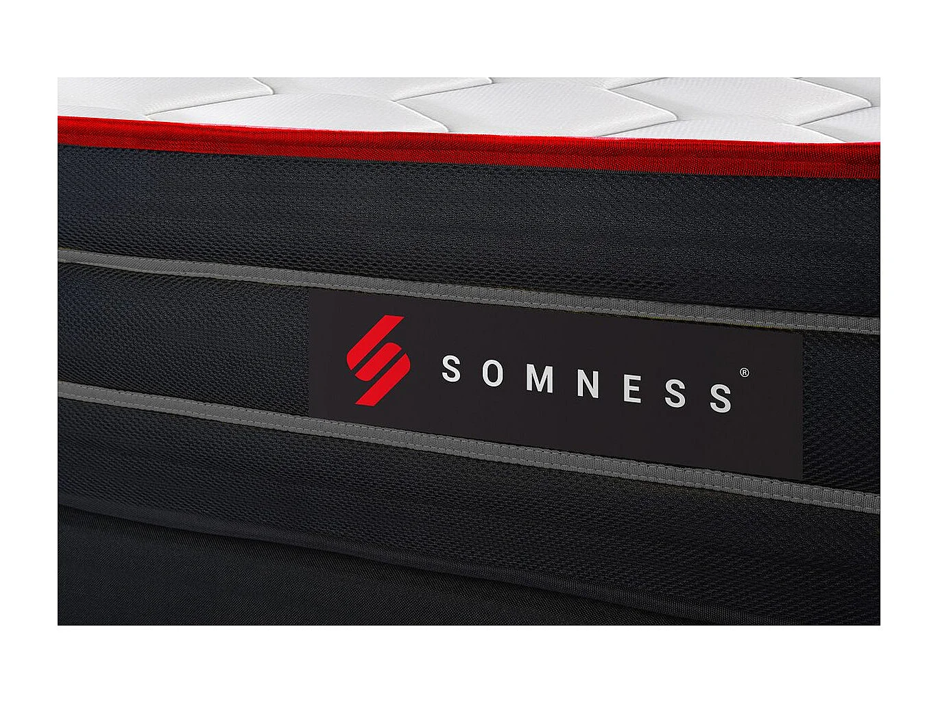 Ensemble 180x200 matelas BOOST ressorts ensachés et mémoire de forme + sommier kit noir