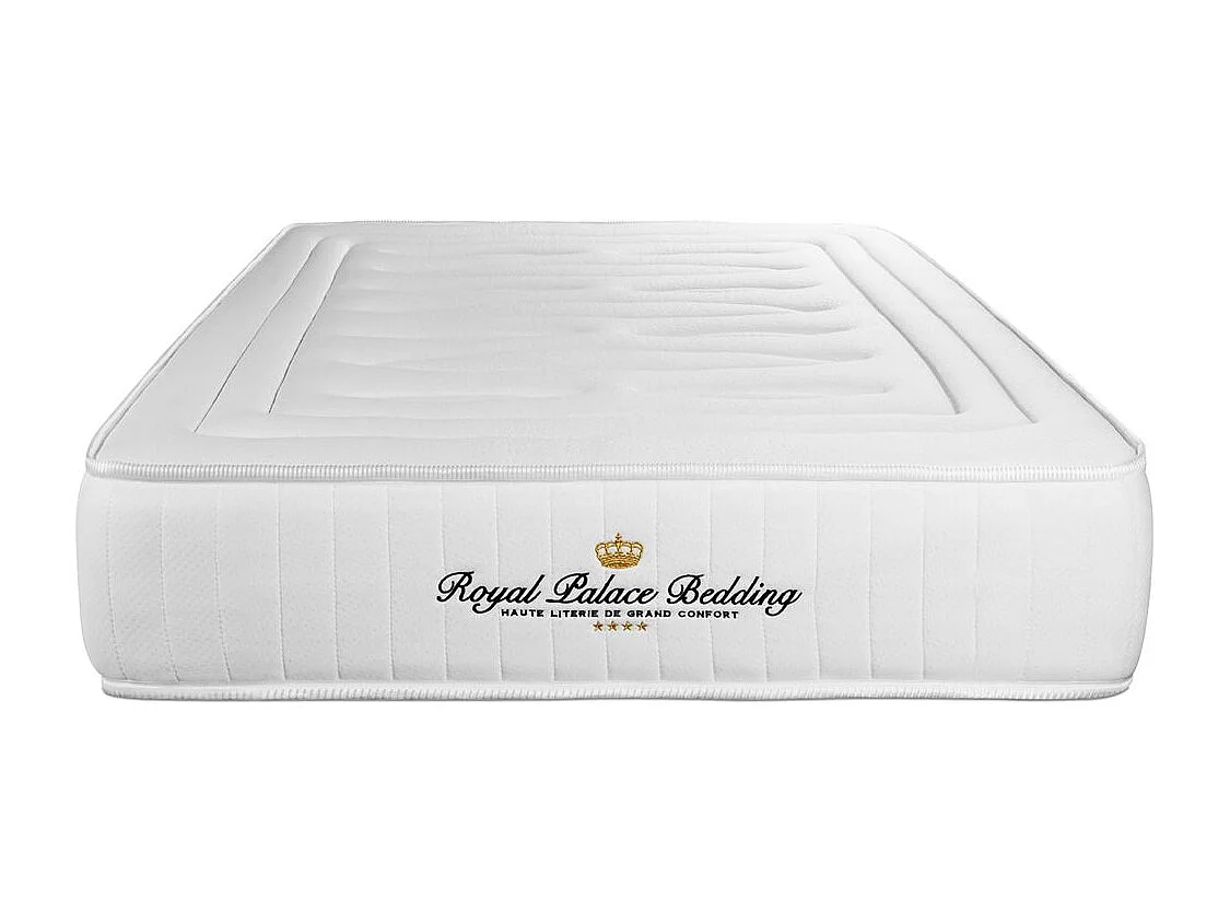 Ensemble 90x200 matelas LANCASTER ressorts ensachés et mémoire de forme + sommier kit blanc