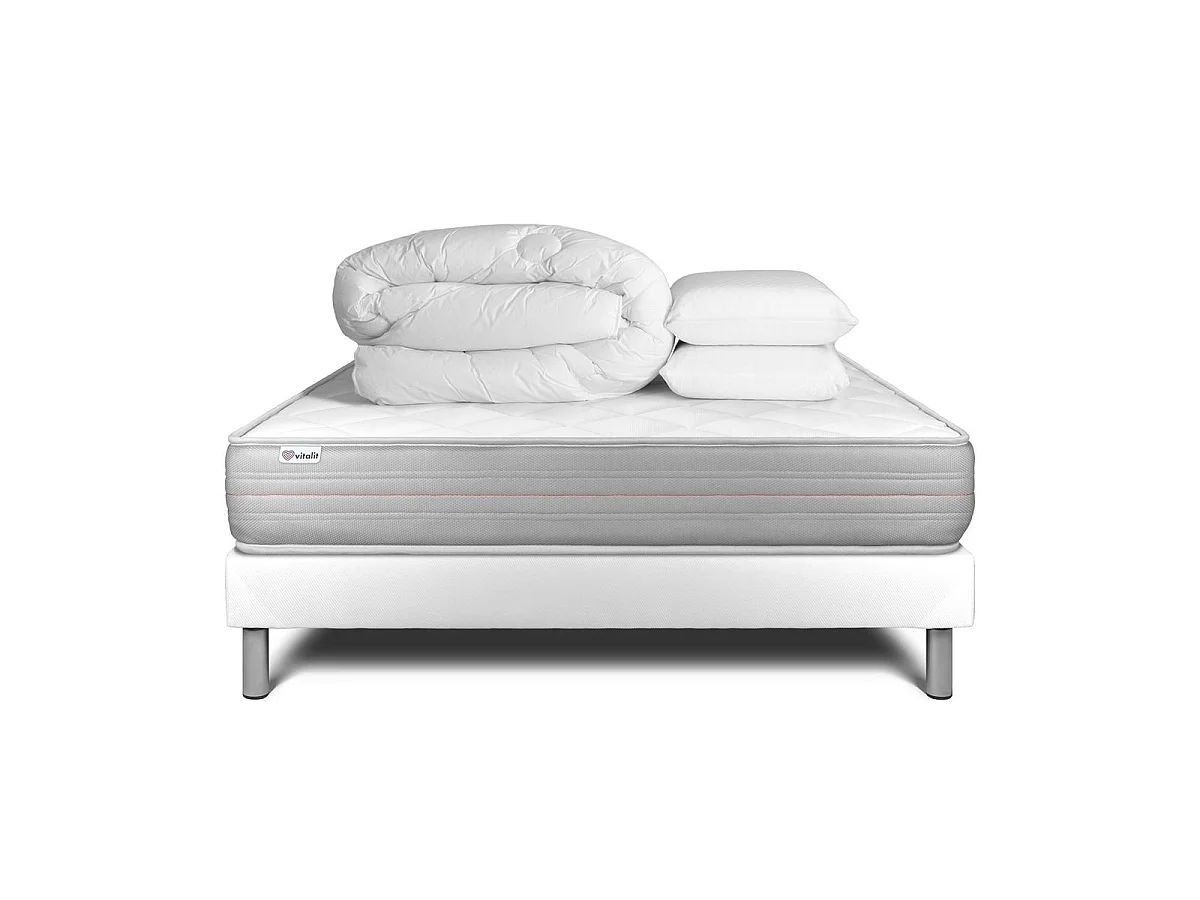 Pack prêt à dormir VITALMEMO 180 x 200 cm sommier Kit blanc