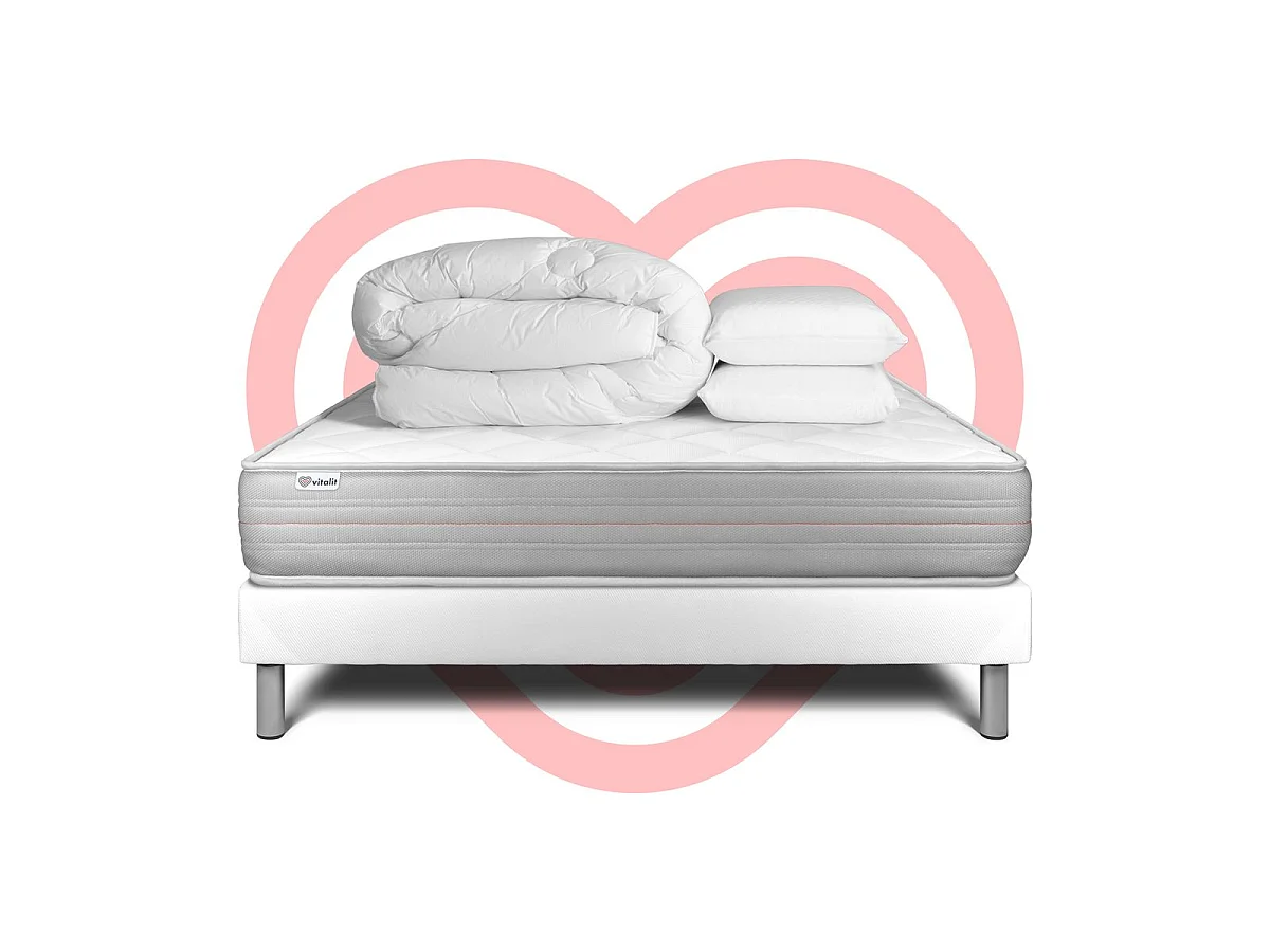 Pack prêt à dormir VITALMEMO 180 x 200 cm sommier Kit blanc