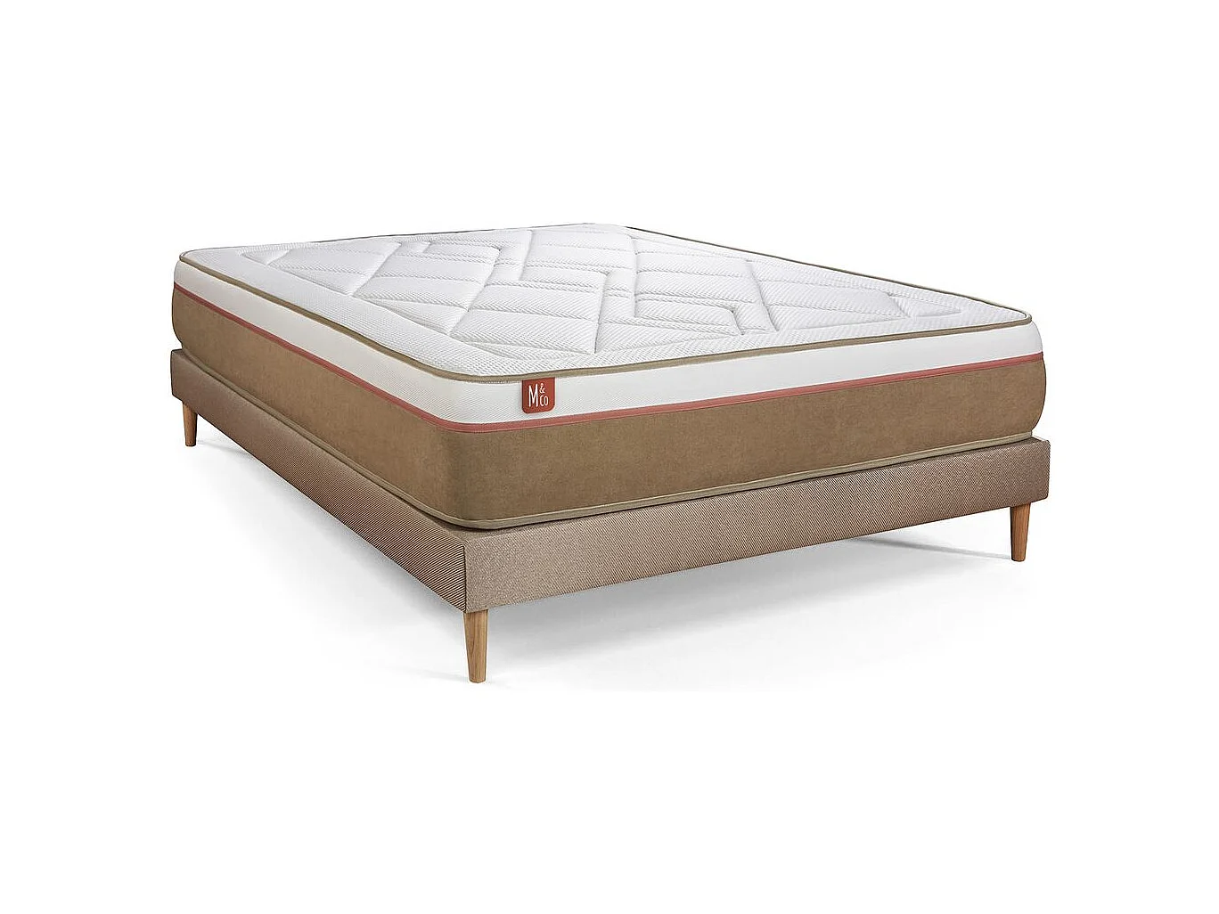 Pack prêt à dormir matelas LE SOYEUX 140x190cm Ressorts ensachés + Mémoire de forme BioVisco + sommier Beige
