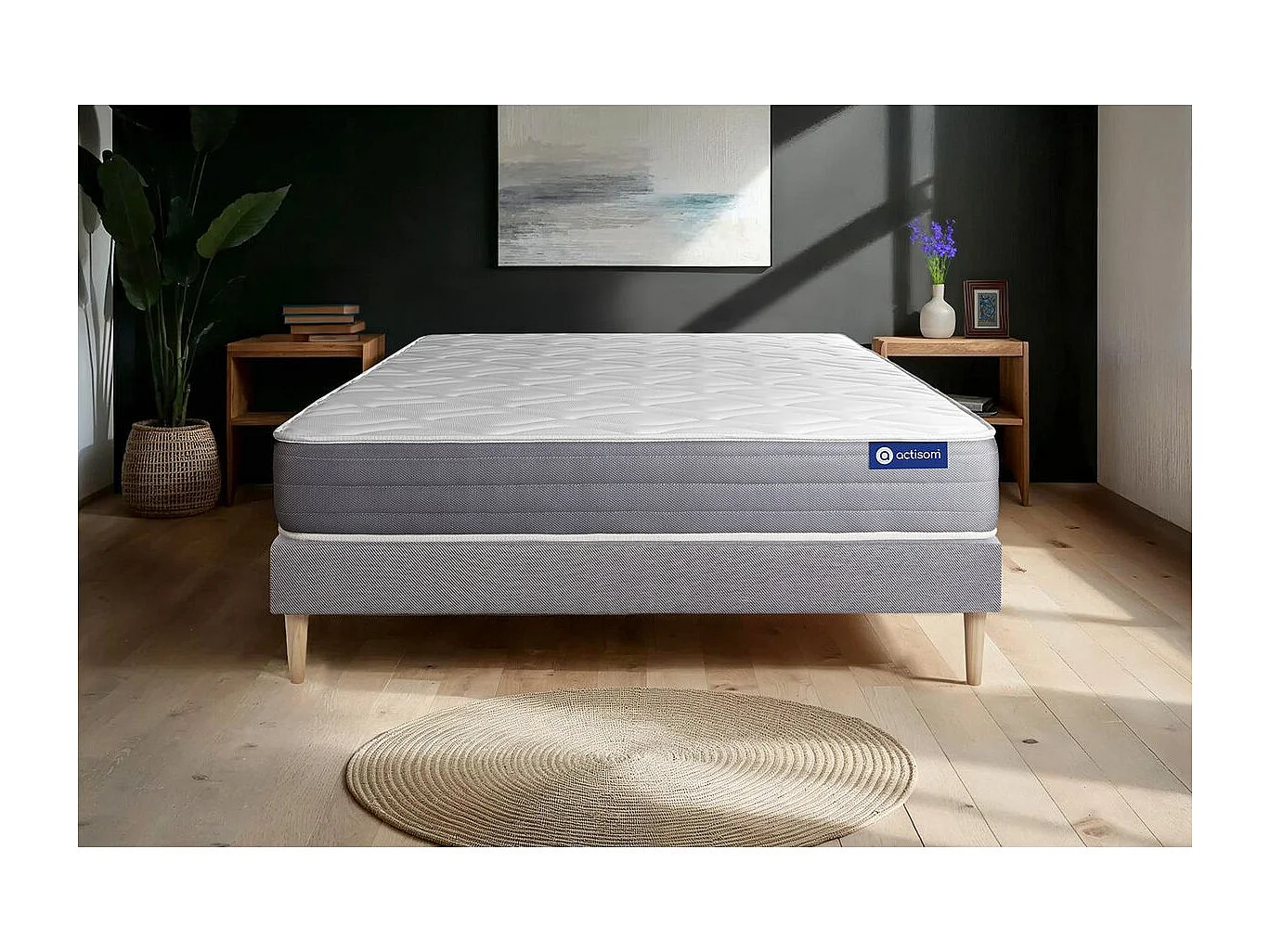 Lattenbodem en Actilatex dream matras 90x190cm , matrasdikte : 22 cm , latex en traagschuim , vrij stevig, 5 comfortzones