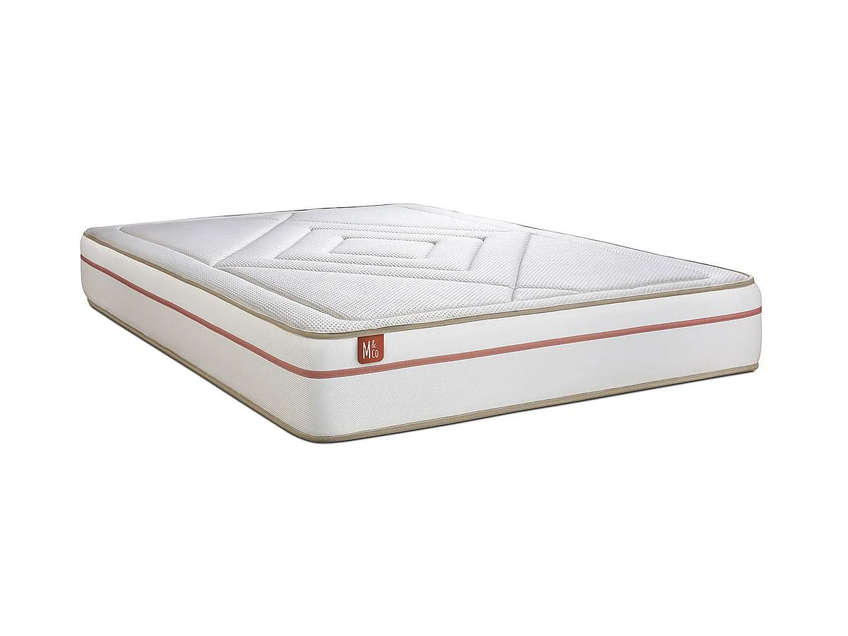 Ensemble LE PAISIBLE 180x200cm Mémoire de forme BioVisco - Ep. 24cm + double sommiers Blanc