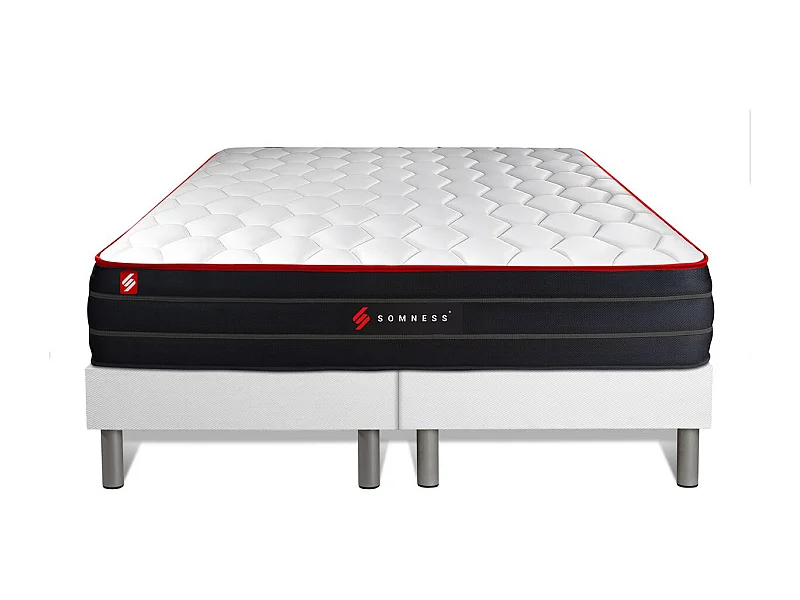 Ensemble double sommier + matelas BOOST ressorts ensachés et mémoire de forme 200x200