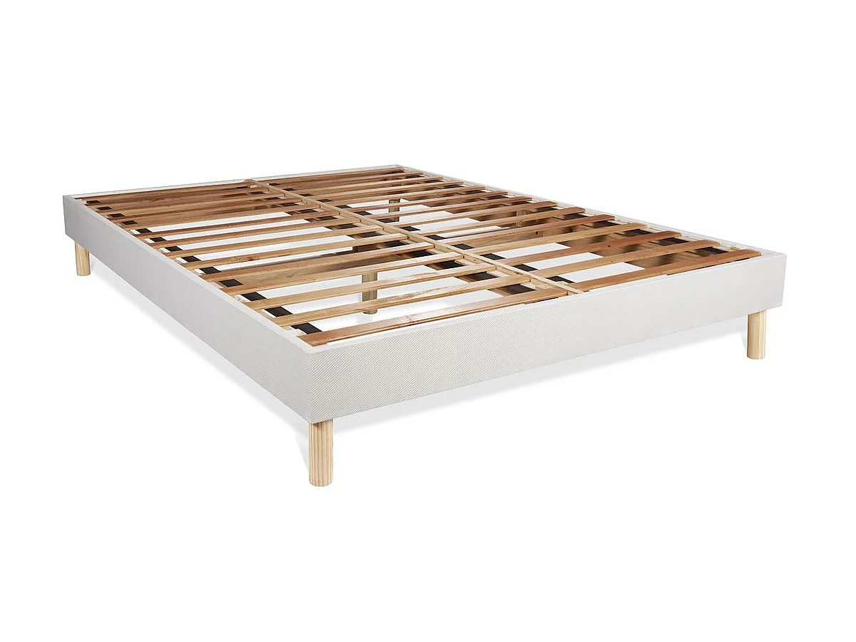 Pack prêt à dormir matelas Latex + Mémoire de forme ACTILATEX ZEN 140x190 cm + sommier KIT blanc + 2 oreillers + couette