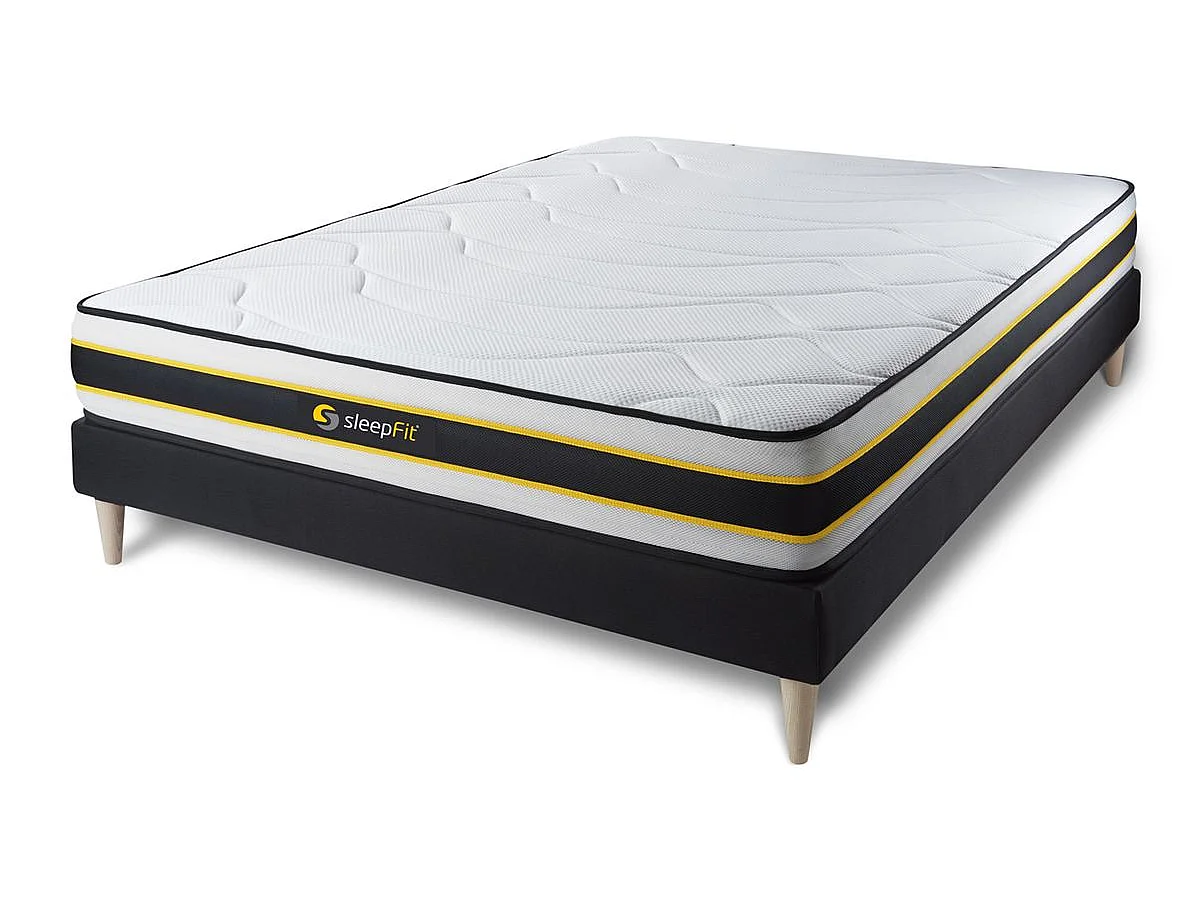 Ensemble 140x190 matelas FLEXY + sommier kit noir