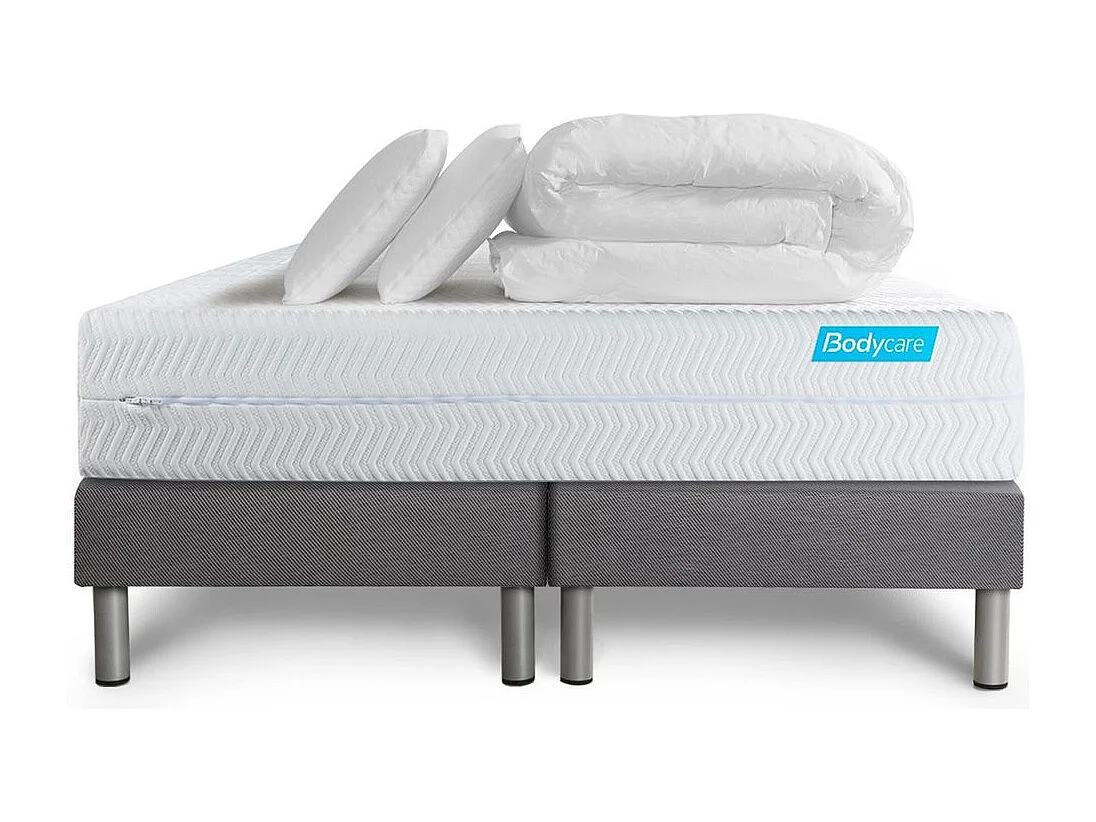 Pack BIOCARE 180x200 Mousse à mémoire de forme BIO 5 zones Maxi épaisseur + Couette + 2 oreillers