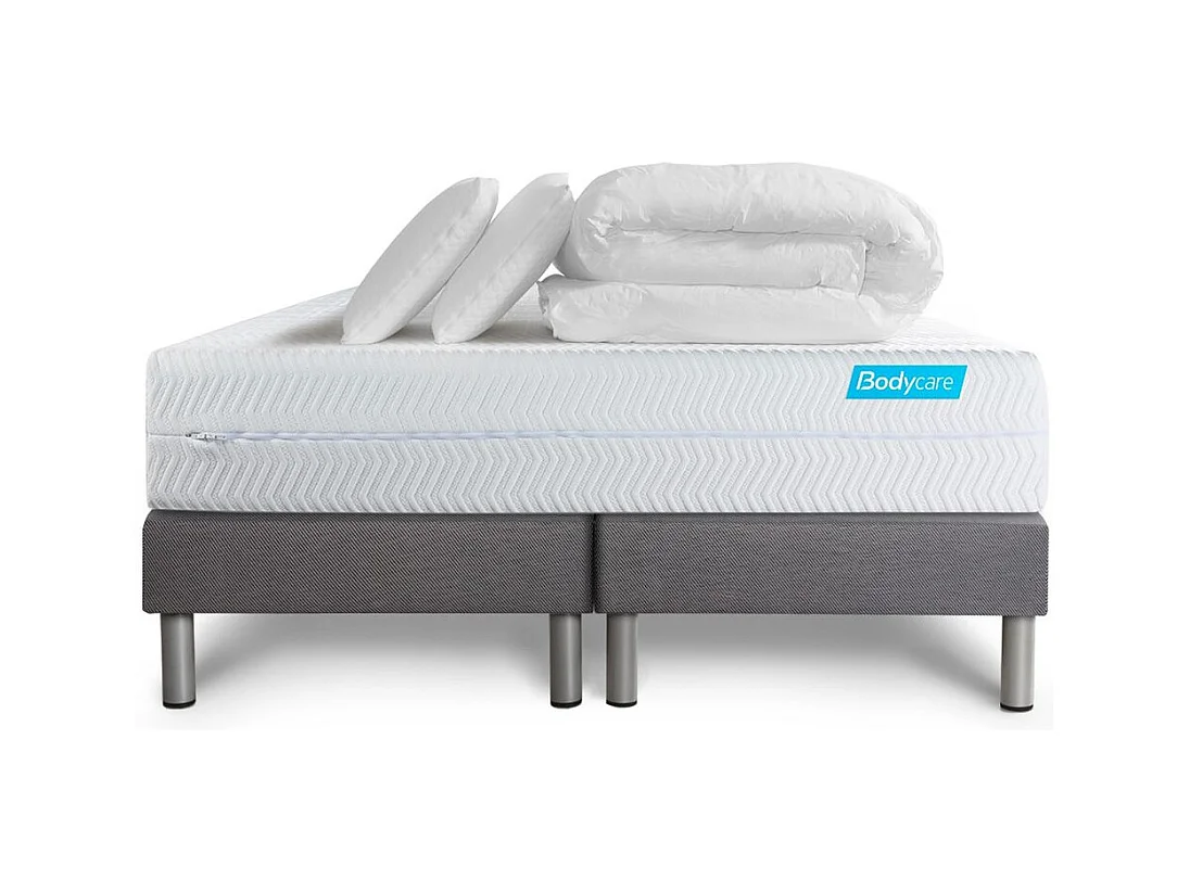 Pack BIOCARE 180x200 Mousse à mémoire de forme BIO 5 zones Maxi épaisseur + Couette + 2 oreillers