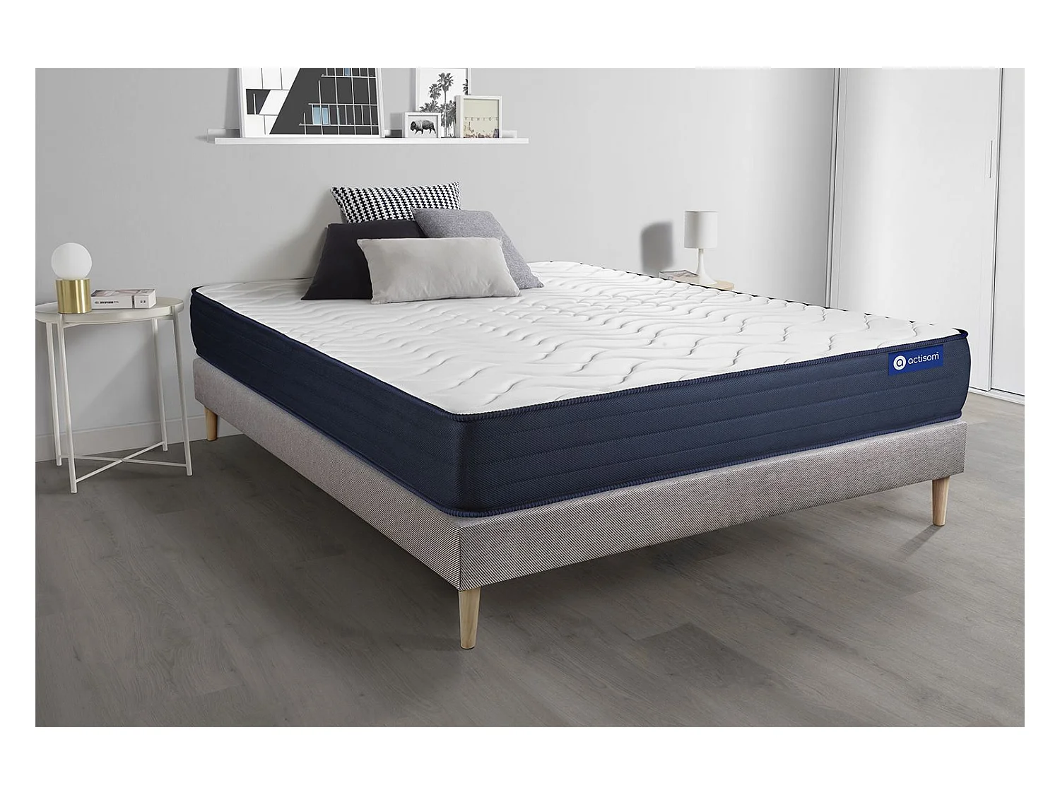 Lattenbodem en Actilatex life matras 90x200cm , matrasdikte : 22 cm , latex en traagschuim , zeer stevig, 5 comfortzones