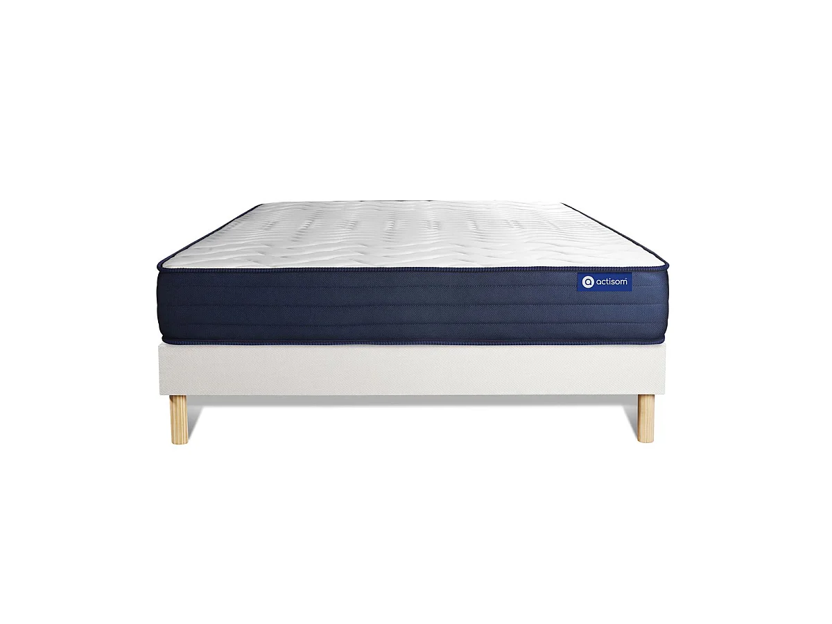 Ensemble matelas ACTIMEMO LIFE 140x200 Mémoire de forme 5zones de confort + sommier KIT blanc