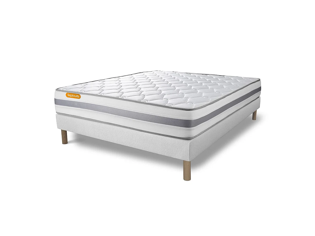 Matelas + sommier 140x200 Memo Spring Ressorts ensachés 3 zones de confort MAXI épaisseur
