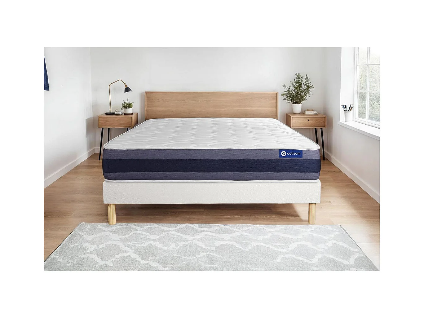 Ensemble matelas Latex+Mémoire de forme ACTILATEX MORPHO 180x200 Maxi épaisseur 5zones de confort + sommier KIT blanc