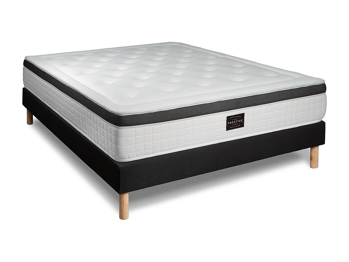 Ensemble Privilège 180x200 Mémoire de forme 5 zones double sommier noir