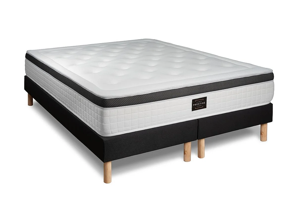 Ensemble Privilège 180x200 Mémoire de forme 5 zones double sommier noir