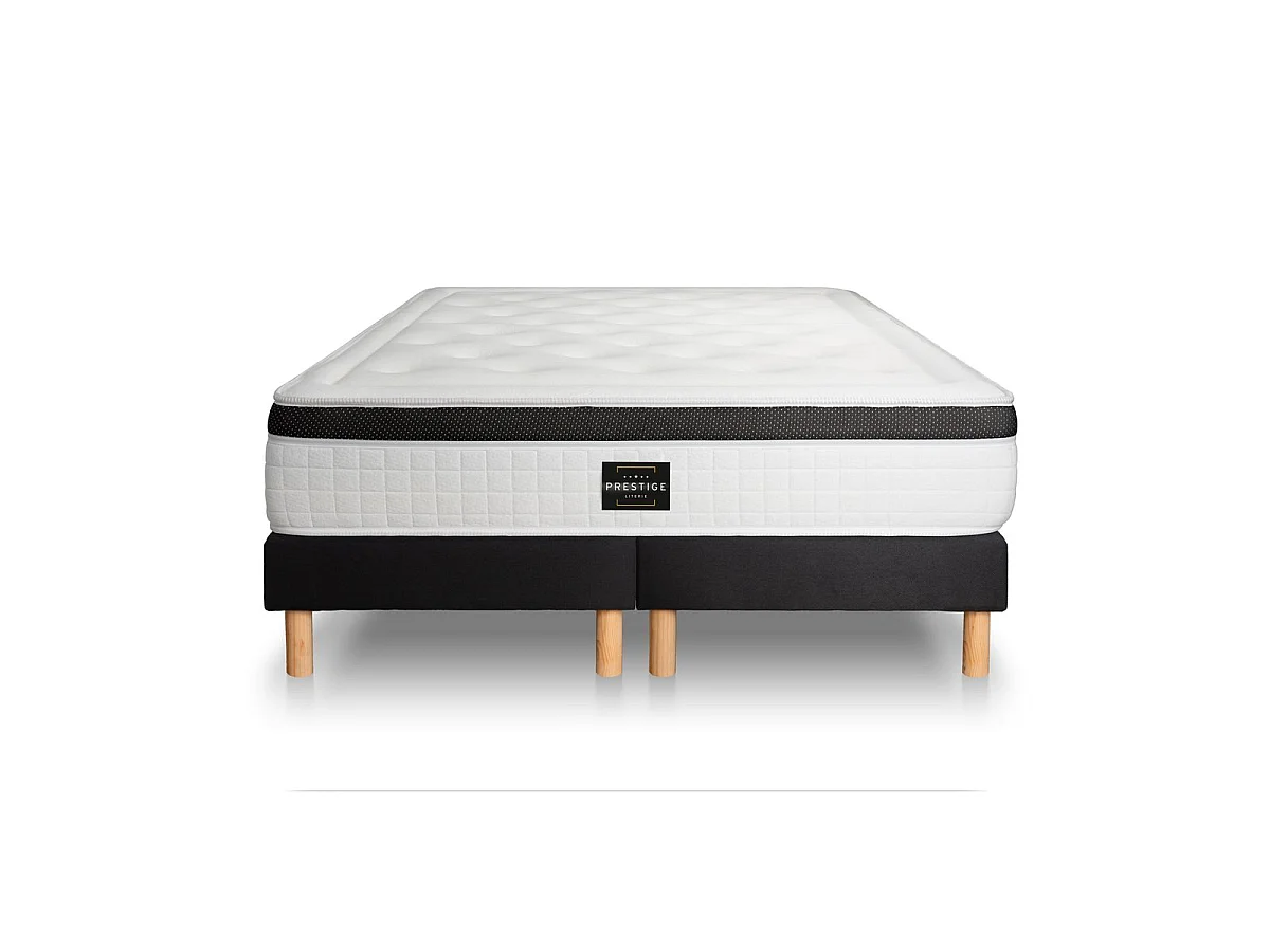 Ensemble Privilège 180x200 Mémoire de forme 5 zones double sommier noir