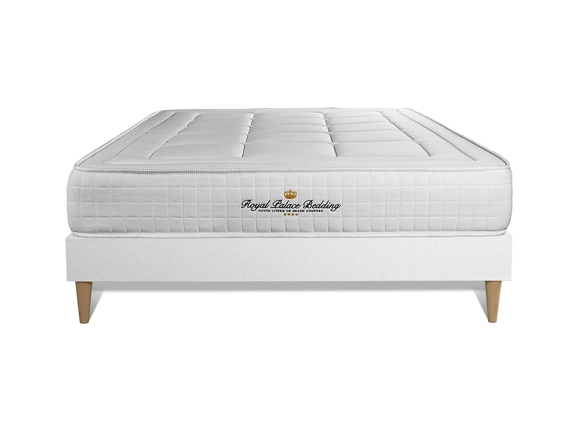 Ensemble matelas à mémoire de forme maxi épaisseur Balmoral 160x200 sommier KIT blanc